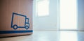 Move. Cardboard, boxes for moving into a new, clean and bright home. Clean and sunny room