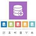Move database flat white icons in square backgrounds