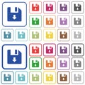 Move down file outlined flat color icons