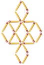 Move four matchsticks to make fourteen rhombuses. Logic puzzle.