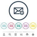 Move mail flat color icons in round outlines Royalty Free Stock Photo