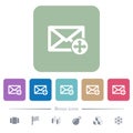 Move mail flat icons on color rounded square backgrounds