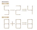 Move onr matchstick game example and template. Math and logic puzzle for kids vector illustration. Educational exercise