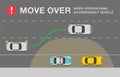 Move over for emergency vehicles. Traffic stop safety rule. Police stop a car on the street.