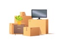 Move In Relocation, Furniture and Boxes Vector