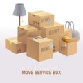Move service box, package, cargo vector concept
