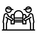 Move sofa delivery icon outline vector. Relocation service