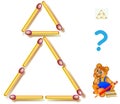 Move three matchsticks to make five triangles. Logic puzzle game.