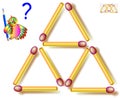 Move two matchsticks to make eight triangles. Logic puzzle game.