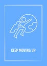 Move up career ladder blue postcard with linear glyph icon