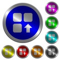 Move up component luminous coin-like round color buttons