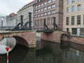 Moveable bridge over a small canal in east Berlin Royalty Free Stock Photo