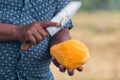 moveing a knife to chop papaya