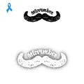 Movember. Badge November mustache, hand lettering with blue ribbon. You can use it for your design