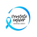 Movember men health man prostate cancer November awareness month vector blue ribbon Royalty Free Stock Photo