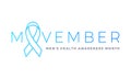 Movember men health man prostate cancer awareness November month vector blue ribbon