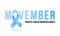 Movember men health man prostate cancer awareness November month vector blue ribbon Royalty Free Stock Photo
