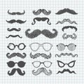 Movember mustache set Royalty Free Stock Photo