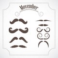 Movember mustache set Royalty Free Stock Photo