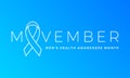 Movember men health man prostate cancer awareness November month vector blue ribbon Royalty Free Stock Photo