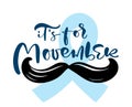 Movember - prostate cancer awareness month. Men`s health concept. ribbon and moustache. Good for poster, banner, card Royalty Free Stock Photo