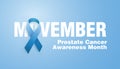 Movember, raise awareness of men`s health issues. like prostate cancer Vector Background with text, ribbon and moustache.