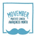 Movember, raise awareness of men`s health issues. like prostate cancer Vector banner with text and moustache.