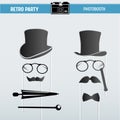 Movember Retro party printable Glasses, Hats, Moustaches, Masks for photobooth props Royalty Free Stock Photo