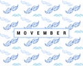 Movember.Vector pattern with mustache. Men`s Cancer awareness month