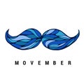 Movember. Vector illustration with mustache. Men`s Cancer awareness month