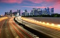 Movement of car light with Singapore cityscape skyline during sunset Royalty Free Stock Photo