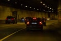 Movement of cars in a tunnel Royalty Free Stock Photo