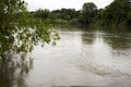 Movement and flowing of water in Mae Khlong or Meklong river in evening time