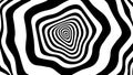 Tunnel or wormhole. Movement lines illusion. Abstract wave whith black and white curve lines. Vector optical illusion Royalty Free Stock Photo