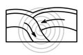 Movement of lithospheric plates. From the source of the earthquake comes a circular vibration Royalty Free Stock Photo