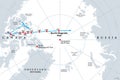 Movement of North Magnetic Pole, magnetic North pole, gray political map