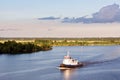 The movement of sea merchant ships and tugs to the entrance and exit from the port. Beaumont, Texas