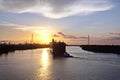 The movement of sea merchant ships and tugs to the entrance and exit from the port. Beaumont, Texas