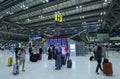 The movement of tourists inside of Suvarnabhumi Airport. Suvarnabhumi Airport is one of two international airports serving Bangkok