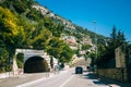 Movement of vehicles on freeway, motorway near in suburb of Monaco