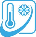 Movement and ventilation logo, snowflake drop, thermometer logo, air conditioning logo, ventilation logo, air logo