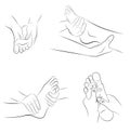 Movements at feet massage. basis of massage. vector illustration.