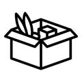 Mover box icon outline vector. House relocation