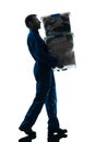 Mover with boxes silhouette Royalty Free Stock Photo