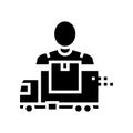 mover delivery service worker and truck glyph icon vector illustration Royalty Free Stock Photo