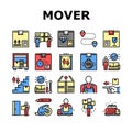 Mover Express Service Collection Icons Set Vector