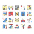 Mover Express Service Collection Icons Set Vector .