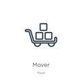 Mover icon. Thin linear mover outline icon isolated on white background from food collection. Line vector mover sign, symbol for