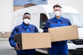 Mover Men Loading Delivery Van Royalty Free Stock Photo