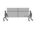 Movers and large box. Porters carry box. Delivery service. Loader mover man holding. Moving Vector illustration
